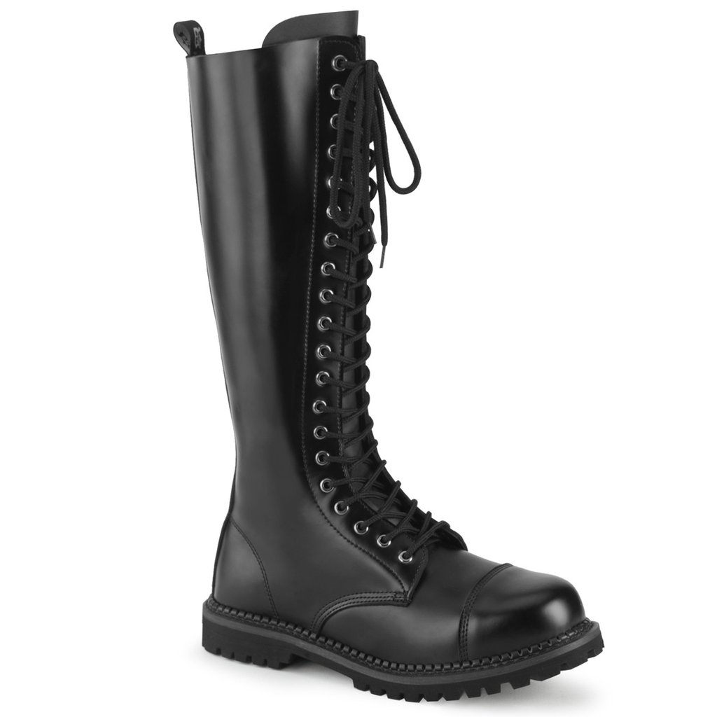 Bottes Hauteur Genoux Demonia Riot 20 Cuir Homme - Noir 95801-PXZD